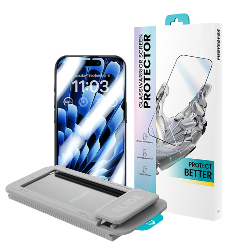 Apple iPhone 15 Serisi Benks Glass Warrior HD Cam Ekran Koruyucu + Kolay Uygulama Aparatlı