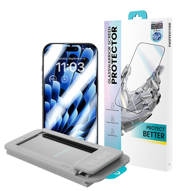 Apple iPhone 15 Serisi Benks Glass Warrior Safir Coating Ekran Koruyucu + Kolay Uygulama Aparatlı