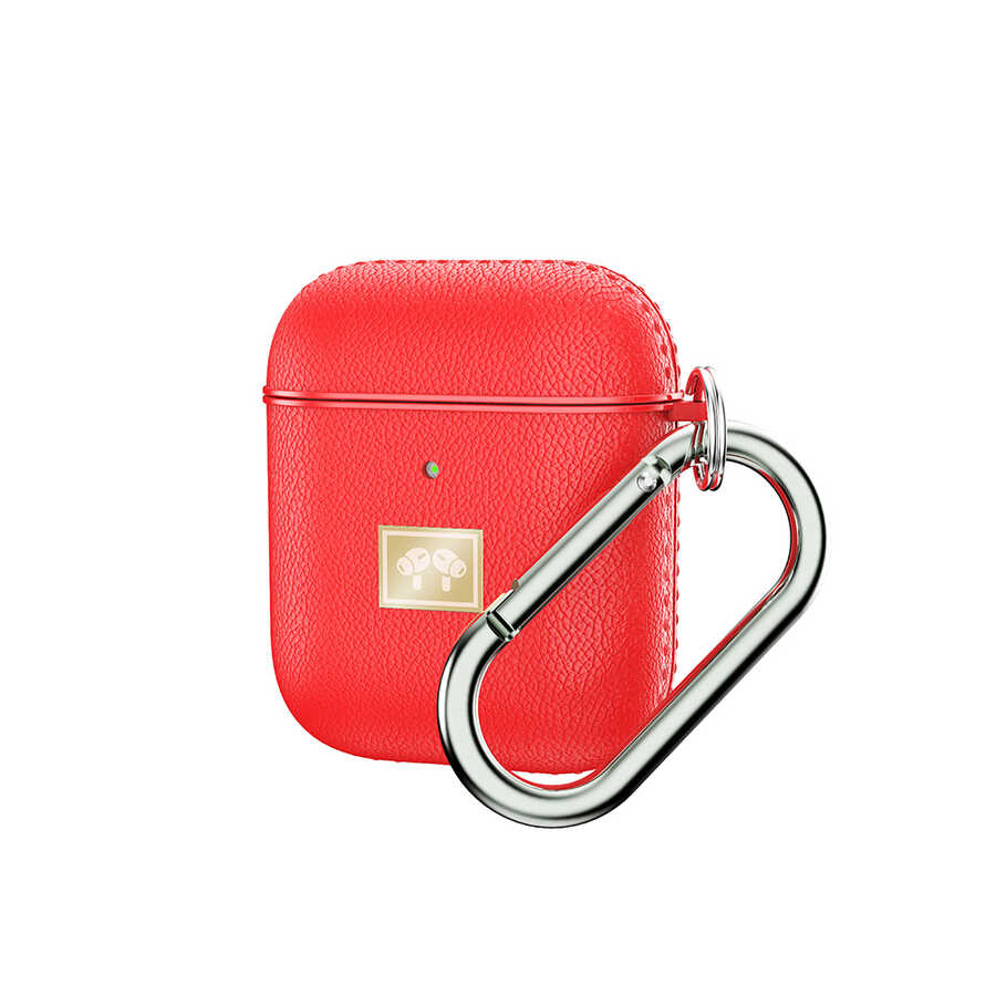 Apple Airpods Kılıf Deri Görünümlü Askı Aparatlı Wlons Kılıf