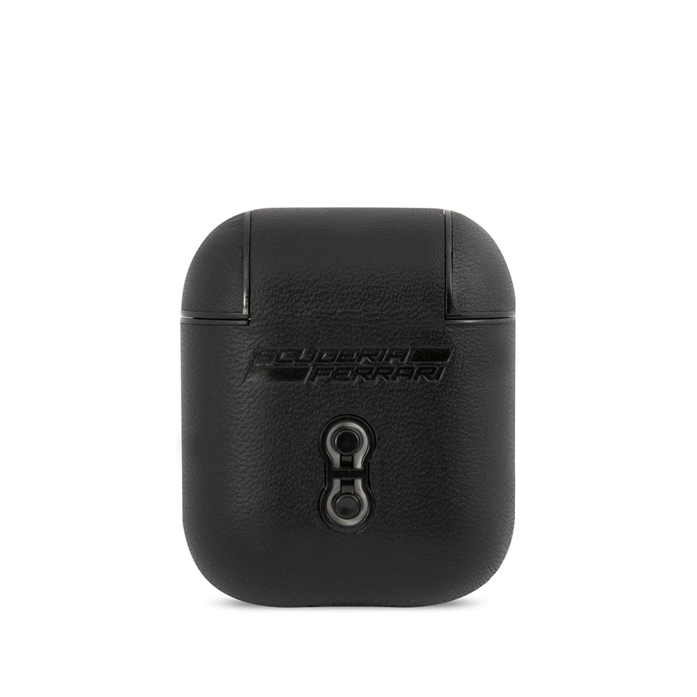 Apple Airpods Kılıf Ferrari Orjinal Lisanslı PU Deri Metal Logolu SF Arka Yüzey Yazılı Kapak