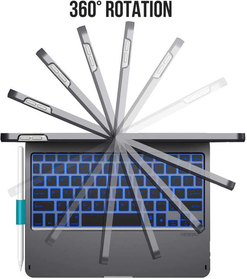 Apple iPad Air 10.9 2022 (5.Nesil) Wiwu Waltz Rotating Keyboard Kablosuz Dönebilen Klavye