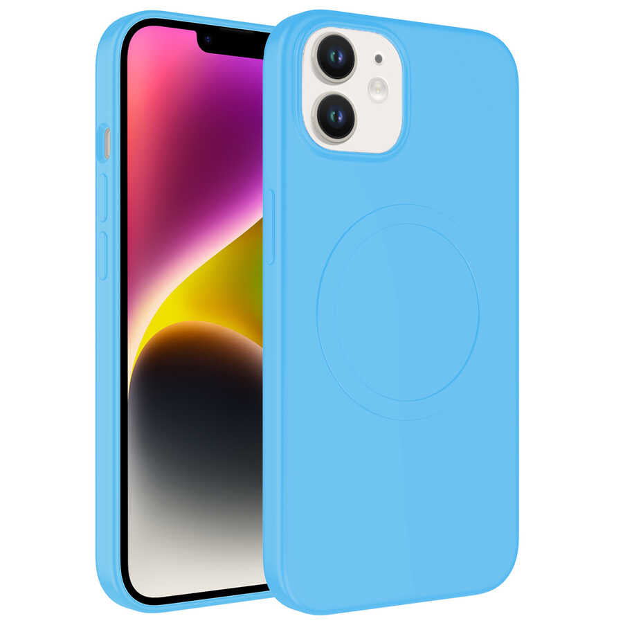 Apple iPhone 11 Kılıf M-safe Wireless Şarj Özellikli Pastel Renk Silikon Zore Plas Kapak