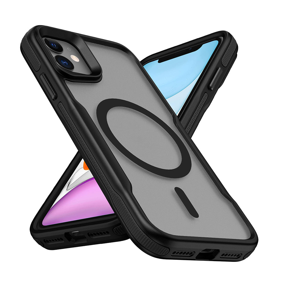 Apple iPhone 12 Kılıf M-safe Şarj Özellikli Renkli Kenar Airbag Şeritli Zore Lamer Kapak