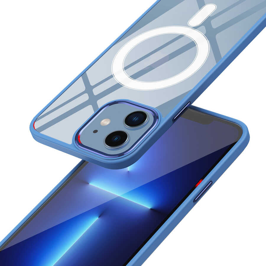 Apple iPhone 12 Kılıf Wireless Şarj Özellikli Zore Krom M-safe Silikon Kapak