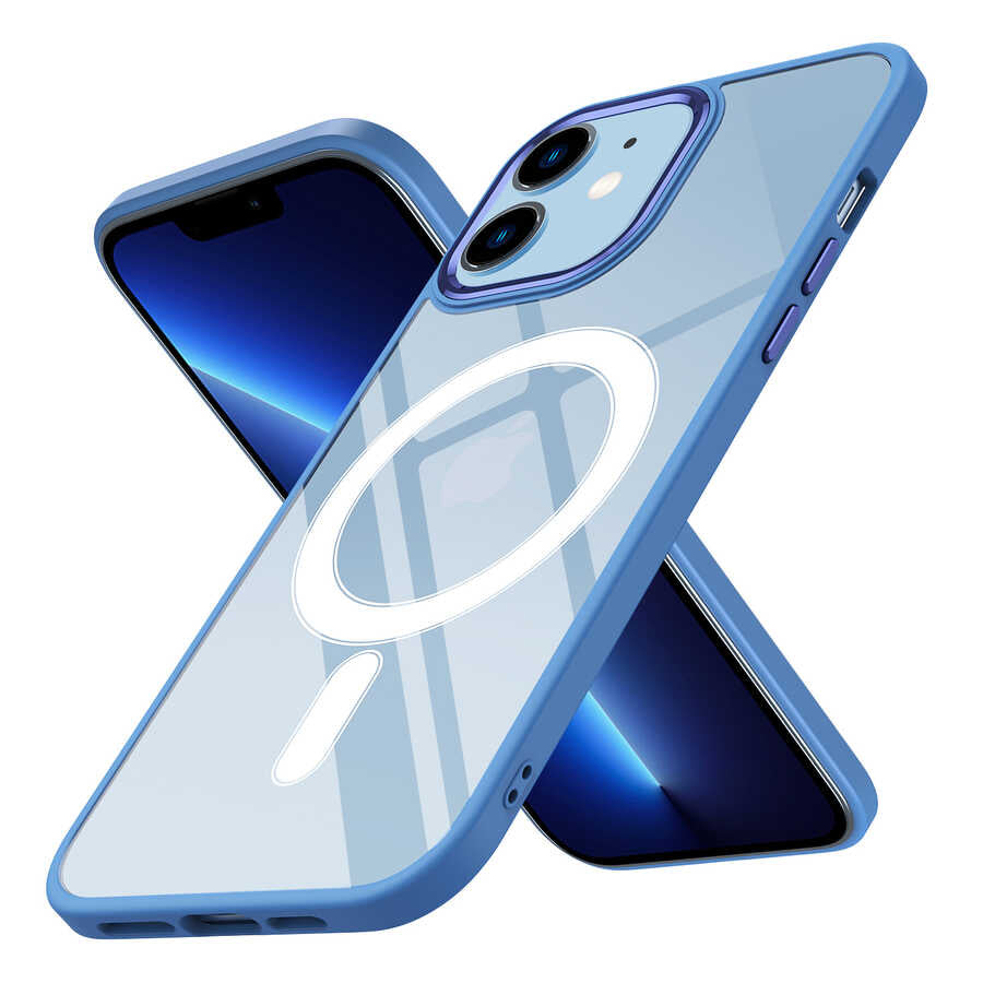 Apple iPhone 12 Kılıf Wireless Şarj Özellikli Zore Krom M-safe Silikon Kapak