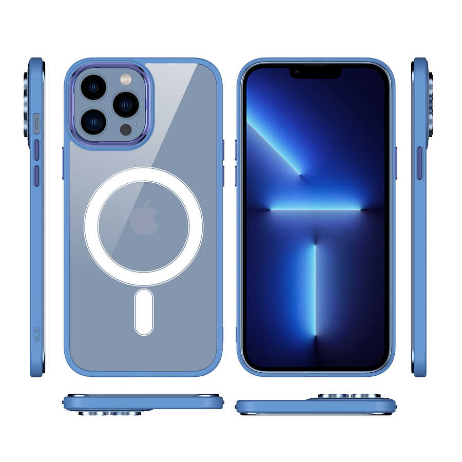 Apple iPhone 12 Pro Kılıf Wireless Şarj Özellikli Zore Krom M-safe Silikon Kapak