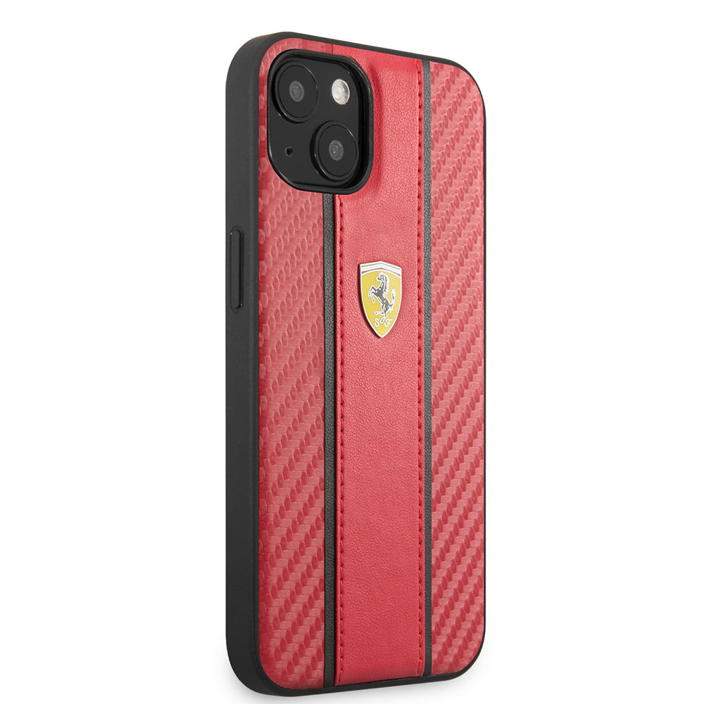 Apple iPhone 13 Kılıf Ferrari Orjinal Lisanslı PU Deri Ve Karbon Dizayn Kapak