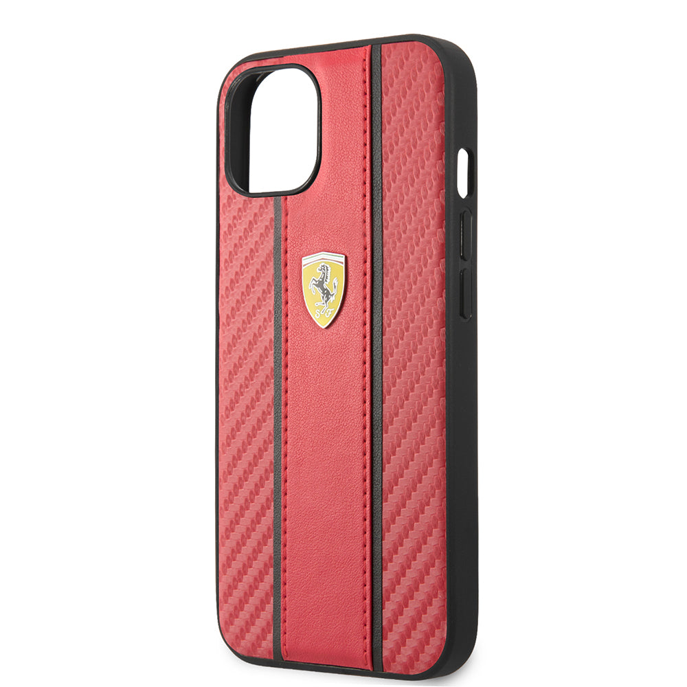 Apple iPhone 13 Kılıf Ferrari Orjinal Lisanslı PU Deri Ve Karbon Dizayn Kapak