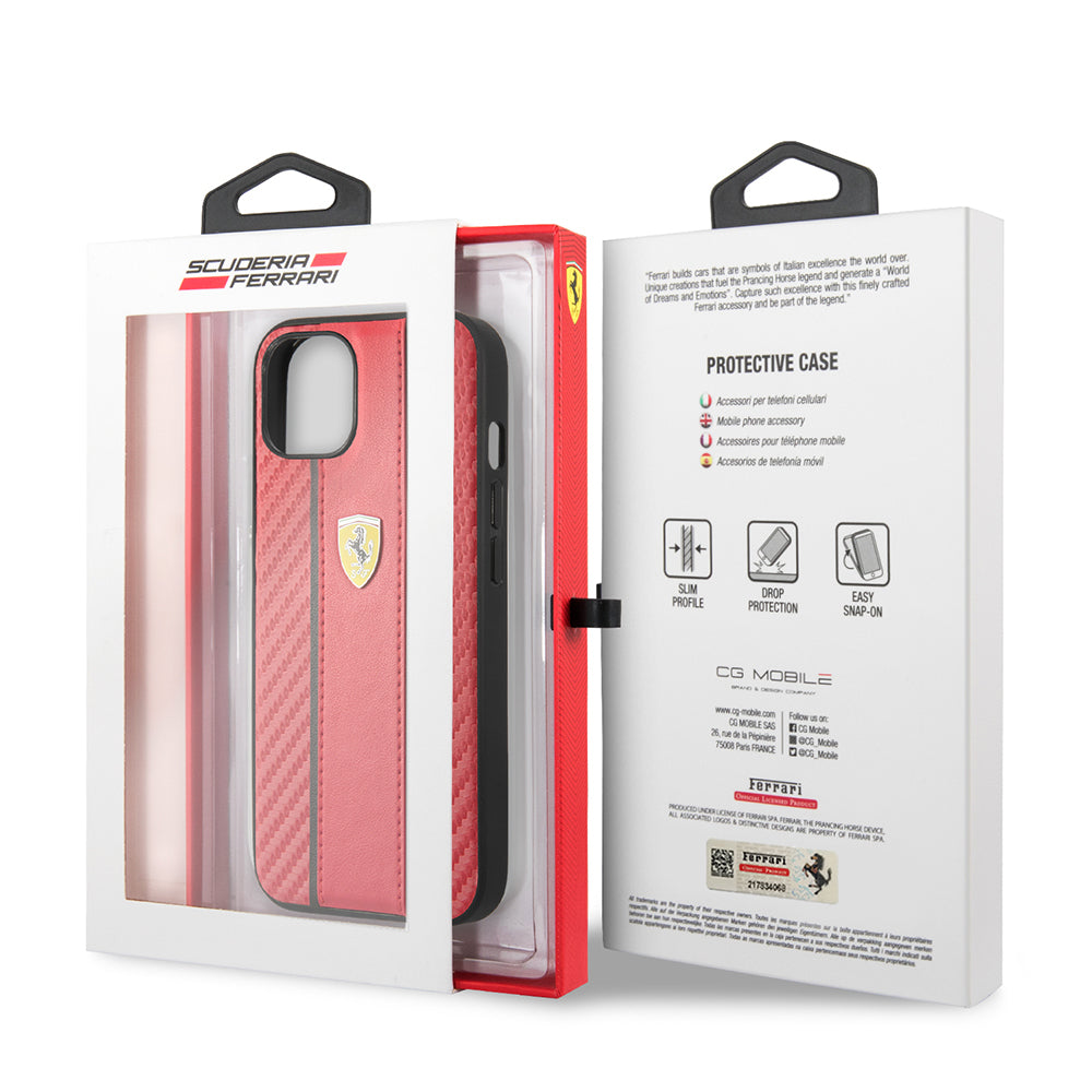Apple iPhone 13 Kılıf Ferrari Orjinal Lisanslı PU Deri Ve Karbon Dizayn Kapak