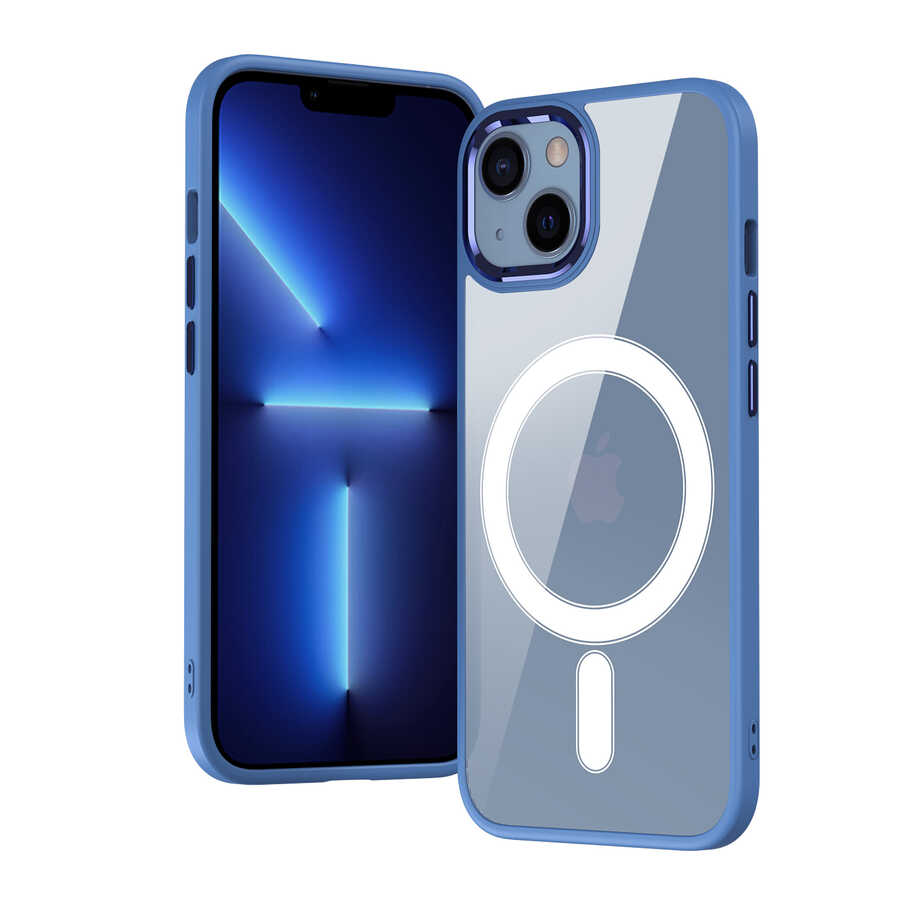 Apple iPhone 13 Kılıf Wireless Şarj Özellikli Zore Krom M-safe Silikon Kapak