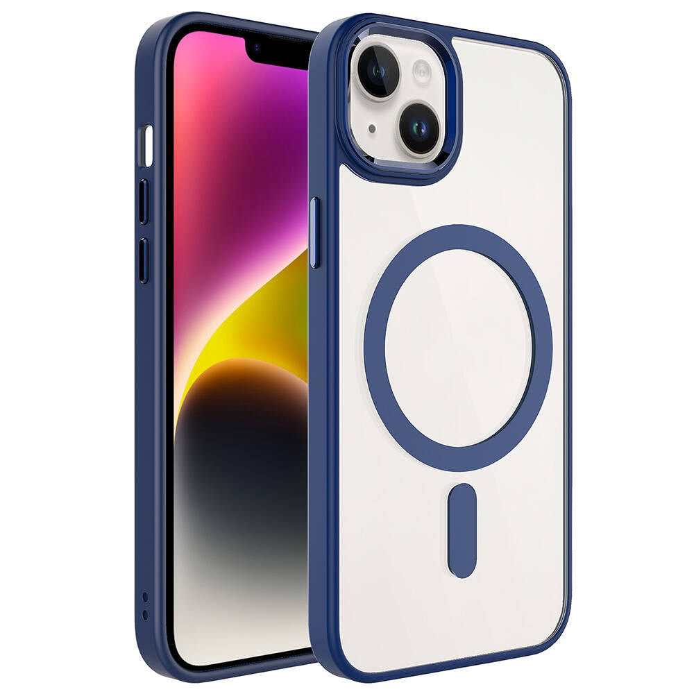 Apple iPhone 13 Kılıf Wireless Şarj Özellikli Zore Krom M-safe Silikon Kapak