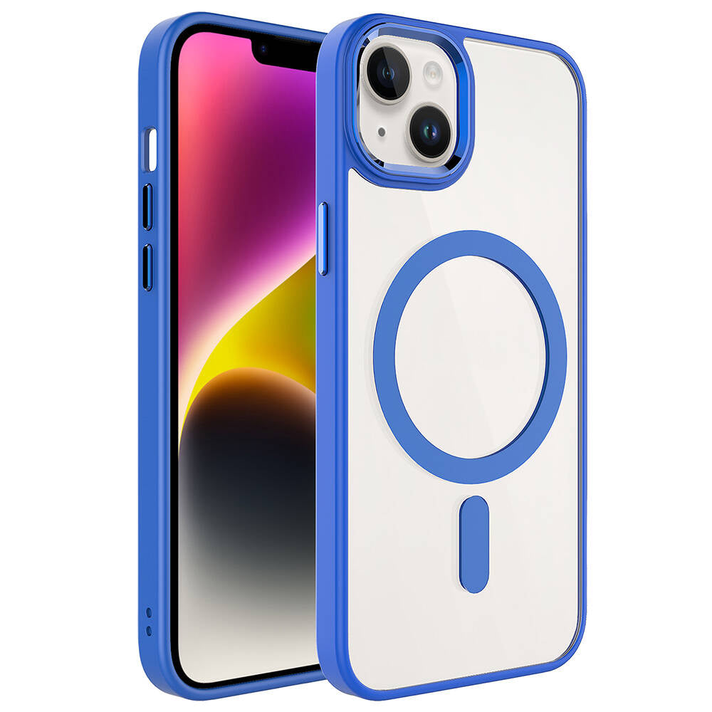 Apple iPhone 13 Kılıf Wireless Şarj Özellikli Zore Krom M-safe Silikon Kapak