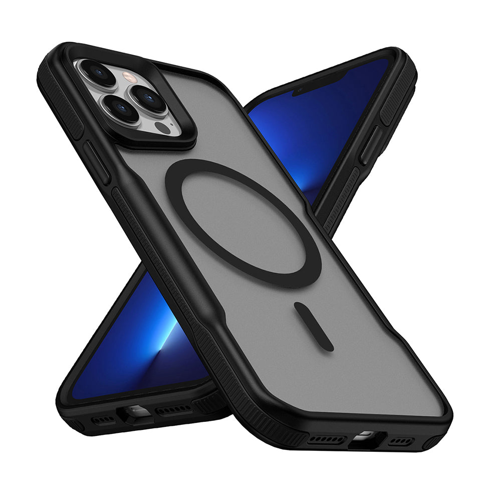 Apple iPhone 13 Pro Kılıf M-safe Şarj Özellikli Renkli Kenar Airbag Şeritli Zore Lamer Kapak