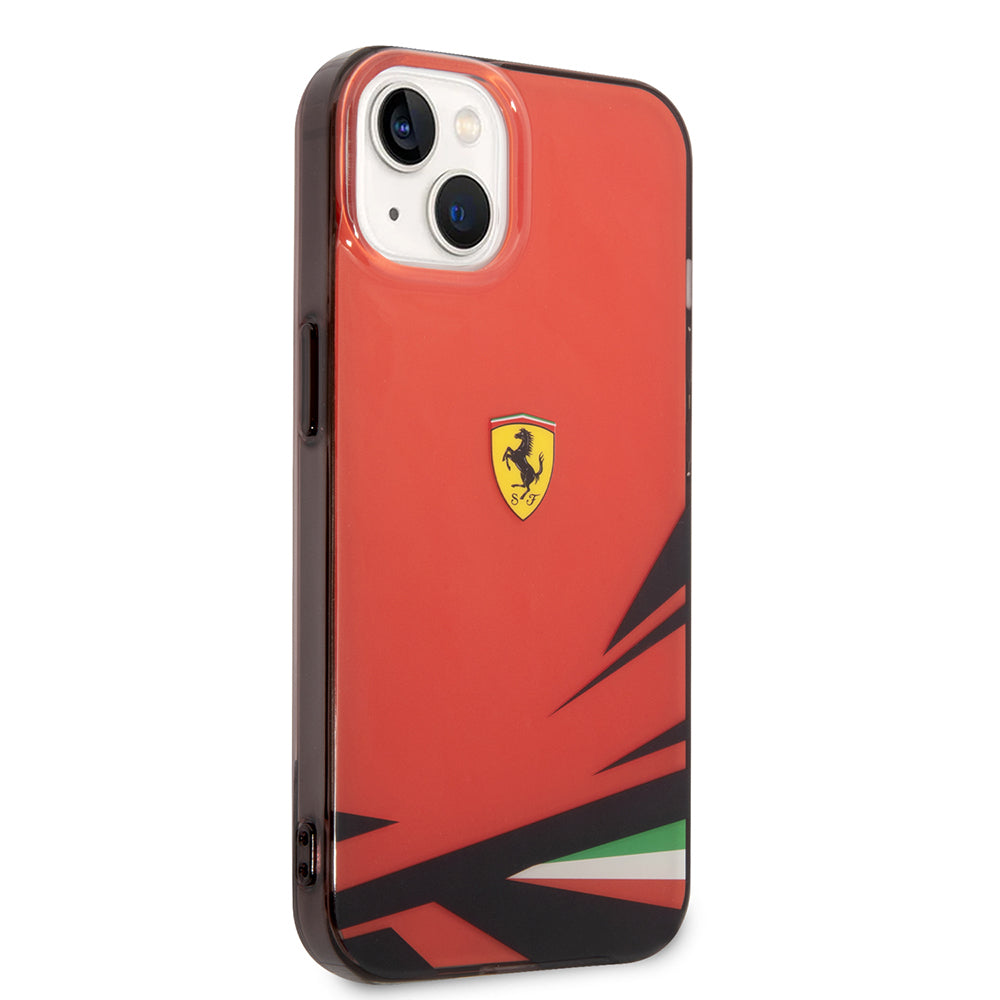 Apple iPhone 14 Kılıf Ferrari Orjinal Lisanslı Baskı Logolu İtalyan Bayrak Baskılı Dizayn Kapak