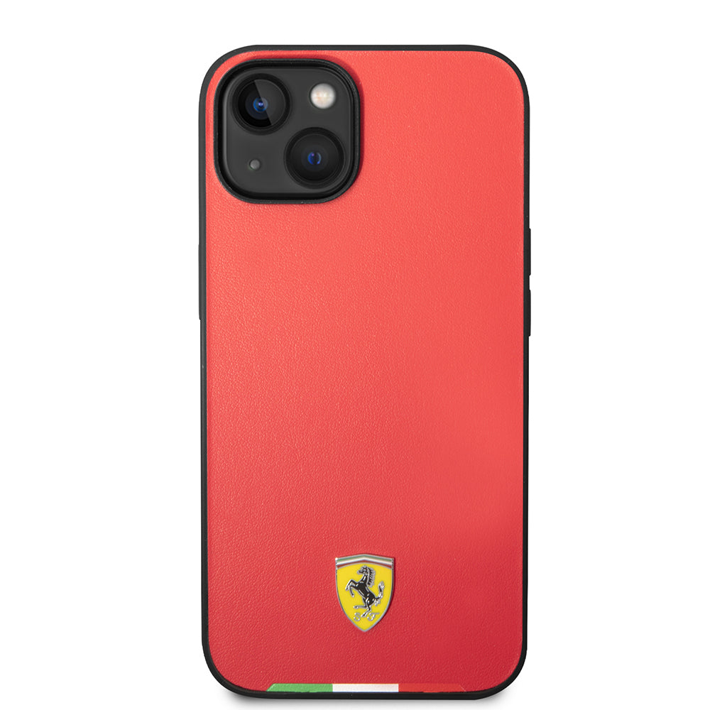 Apple iPhone 14 Kılıf Ferrari Orjinal Lisanslı PU Deri İtalyan Bayrak Dizayn Kapak