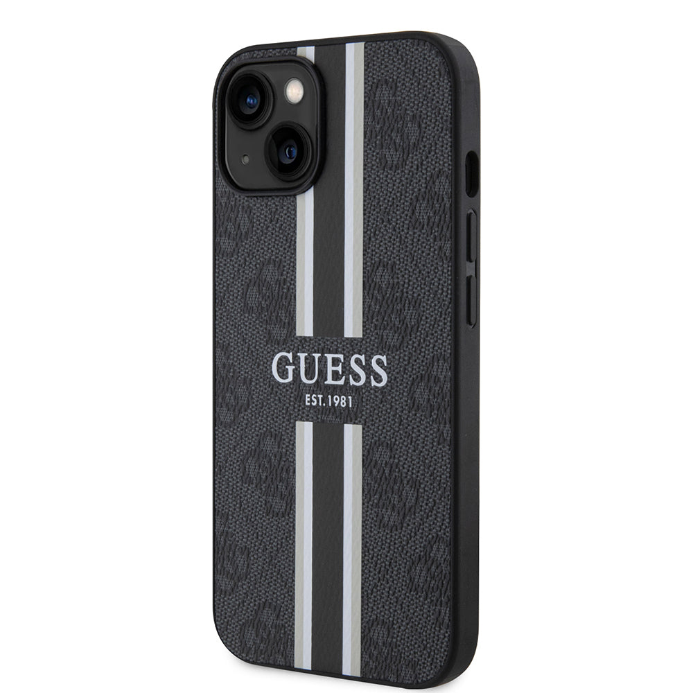 Apple iPhone 14 Kılıf Guess Orjinal Lisanslı M-safe Şarj Özellikli 4G Şerit Tasarımlı Printed Kapak