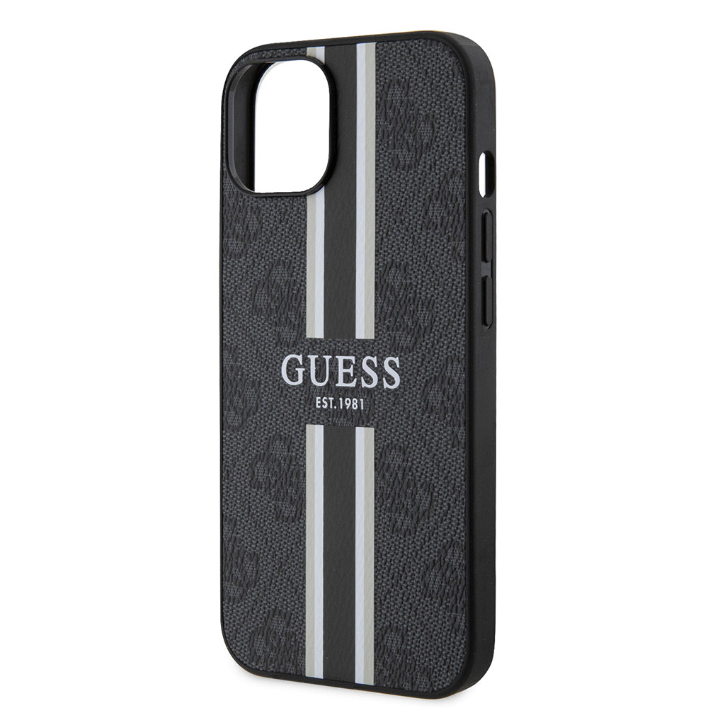 Apple iPhone 14 Kılıf Guess Orjinal Lisanslı M-safe Şarj Özellikli 4G Şerit Tasarımlı Printed Kapak