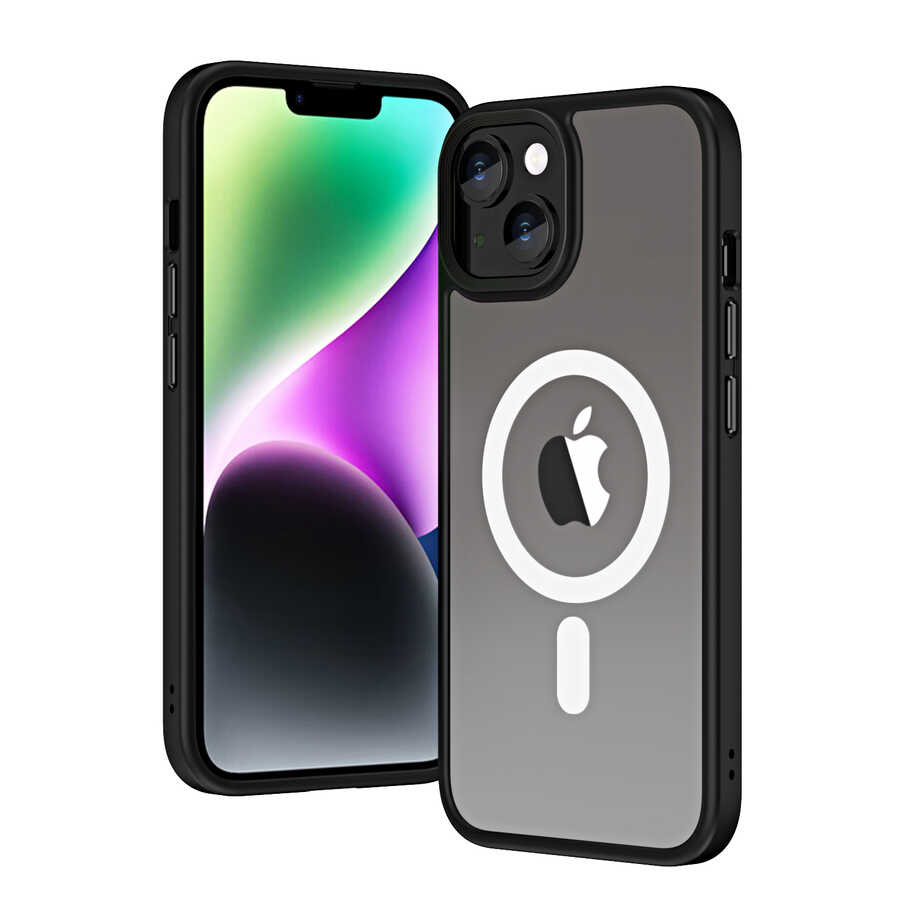 Apple iPhone 14 Plus Kılıf Wireless Şarj Özellikli Zore Hibrit M-safe Kapak