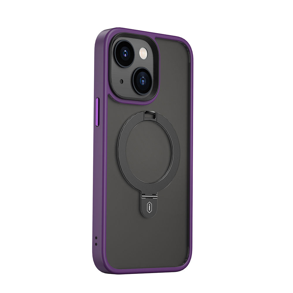 Apple iPhone 14 Plus Kılıf Wiwu ZMM-010 M-safe Şarj Özellikli Parmak İzi Bırakmayan Mat Transparan Standlı Kapak