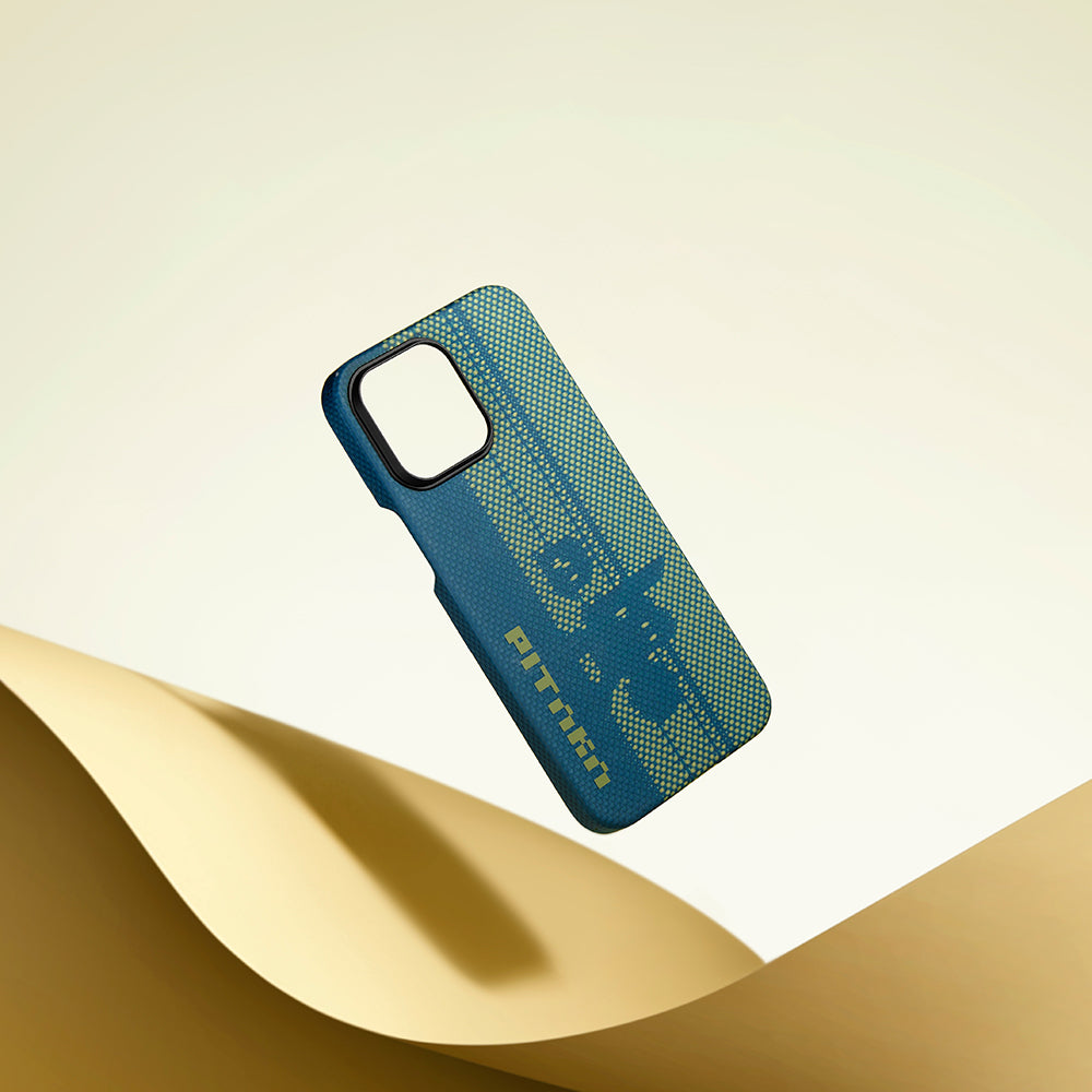 Apple iPhone 14 Pro Kılıf M-safe Şarj Özellikli Aramid Fiber Pitaka Tactile Woven Pixel Game Kapak