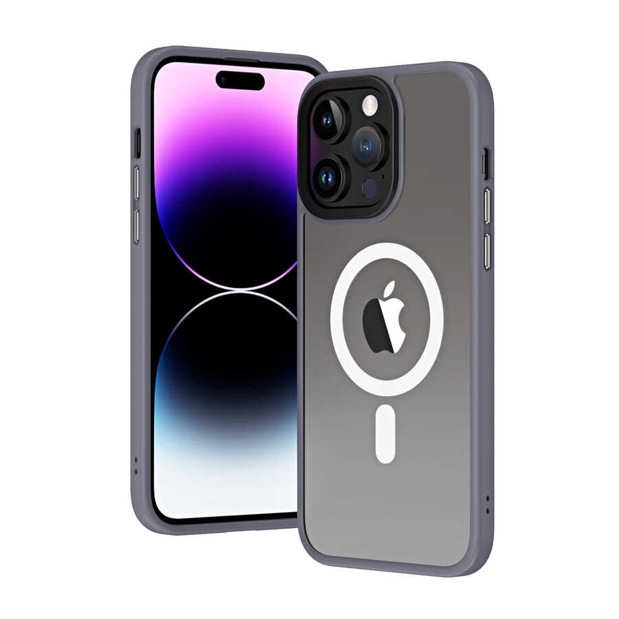 Apple iPhone 14 Pro Kılıf Wireless Şarj Özellikli Zore Hibrit M-safe Kapak