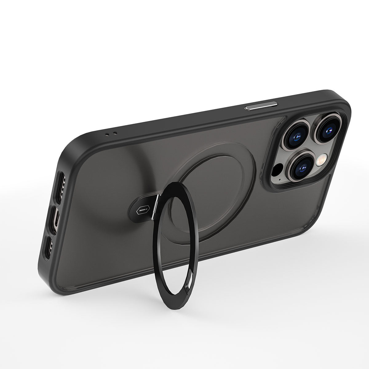 Apple iPhone 14 Pro Kılıf Wiwu ZMM-010 M-safe Şarj Özellikli Parmak İzi Bırakmayan Mat Transparan Standlı Kapak