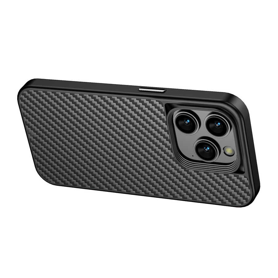 Apple iPhone 14 Pro Max Kılıf Aramid Karbon Fiber M-safe Özellikli Wlons Radison Kapak