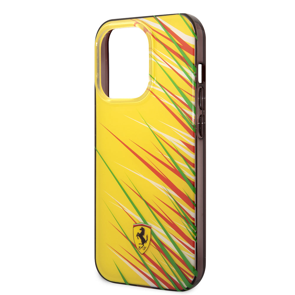 Apple iPhone 14 Pro Max Kılıf Ferrari Orjinal Lisanslı Baskı Logolu Çimen Desenli Kapak