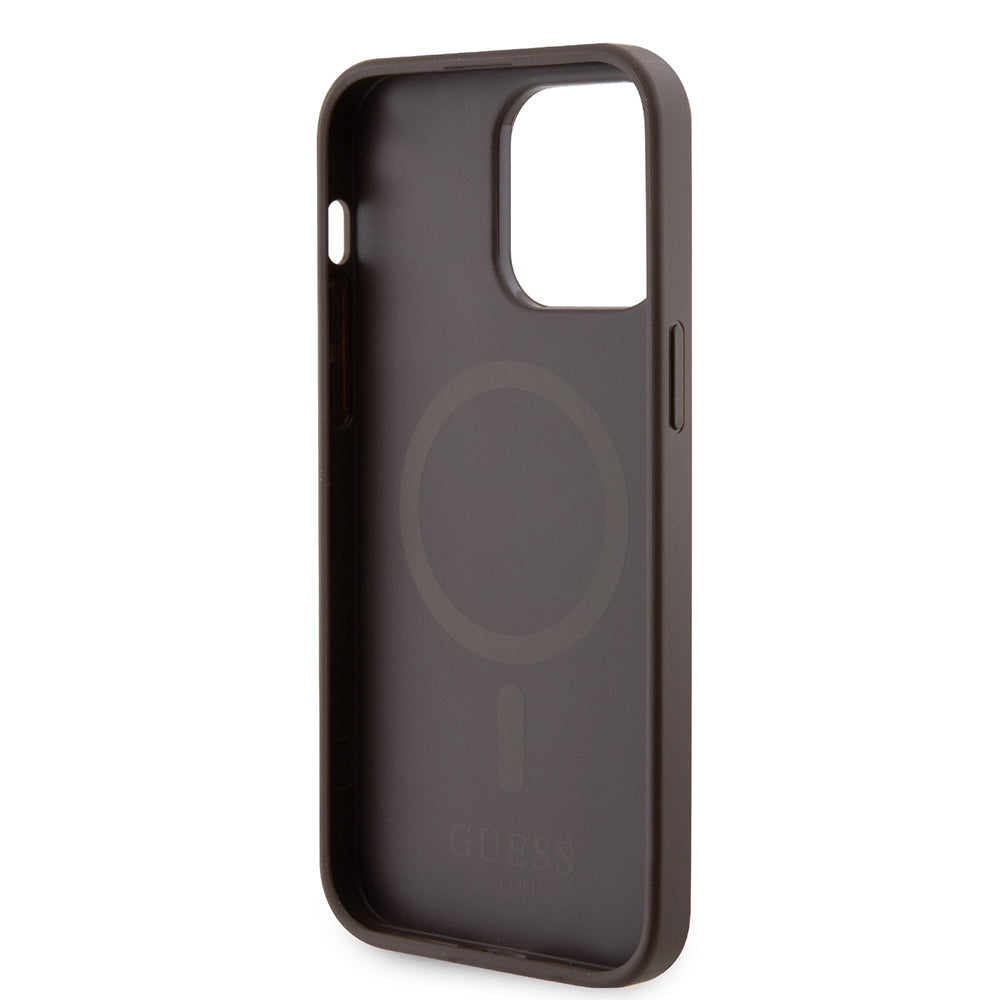 Apple iPhone 14 Pro Max Kılıf Guess Orjinal Lisanslı M-safe Şarj Özellikli 4G Şerit Tasarımlı Printed Kapak