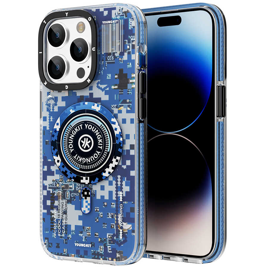 Apple iPhone 14 Pro Max Kılıf M-safe Şarj Özellikli YoungKit Kamuflaj Serisi Kapak