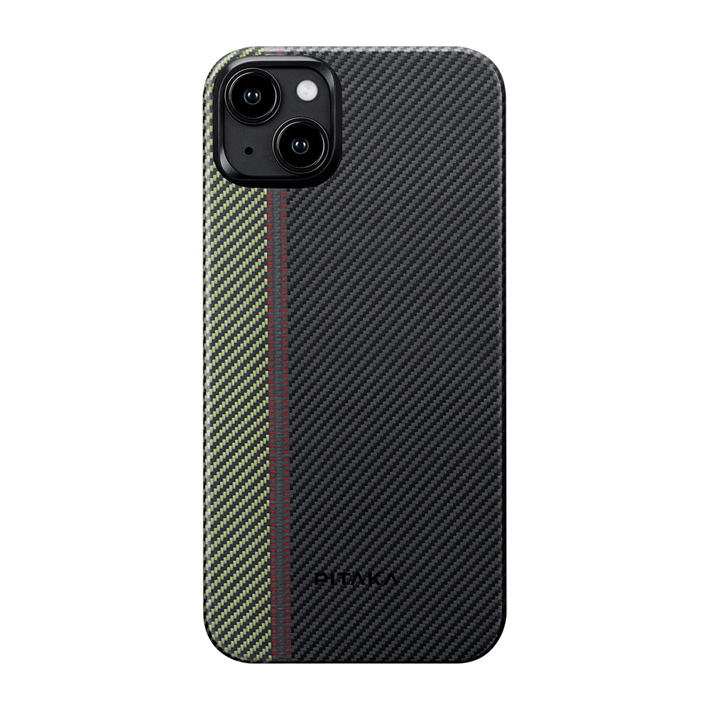 Apple iPhone 15 Plus Kılıf M-safe Şarj Özellikli 600D Aramid Fiber Pitaka Tactile Woven Orchestra Serisi Overture Kapak