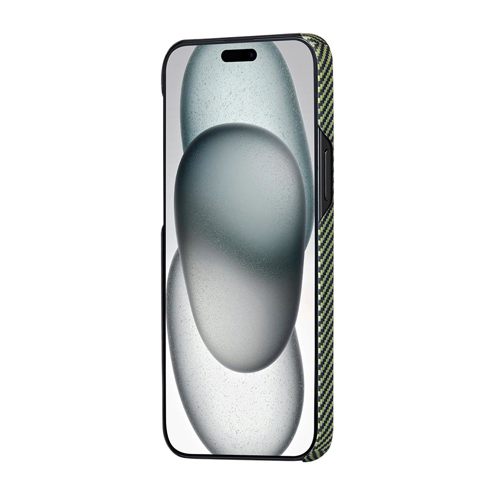 Apple iPhone 15 Plus Kılıf M-safe Şarj Özellikli 600D Aramid Fiber Pitaka Tactile Woven Orchestra Serisi Overture Kapak