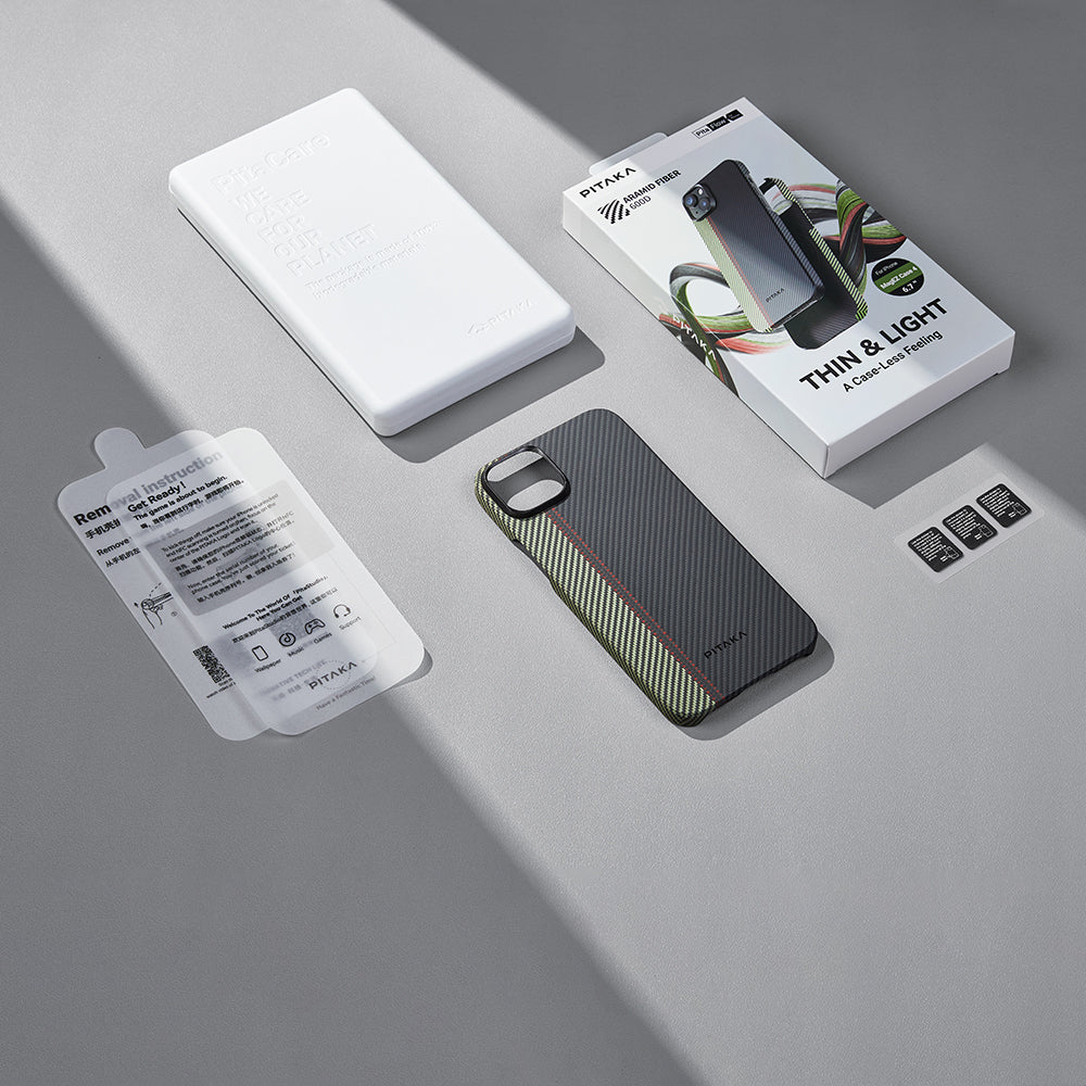 Apple iPhone 15 Plus Kılıf M-safe Şarj Özellikli 600D Aramid Fiber Pitaka Tactile Woven Orchestra Serisi Overture Kapak