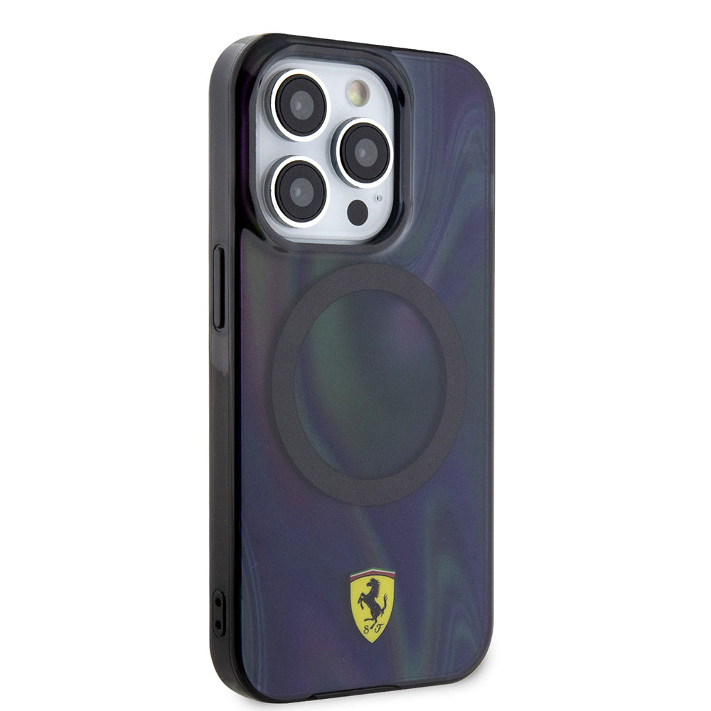 Apple iPhone 15 Pro Kılıf Ferrari Orjinal Lisanslı M-safe Şarj Özellikli Transparan Renk Geçişli Iridescent Kapak