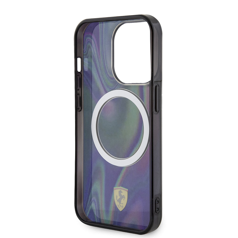 Apple iPhone 15 Pro Kılıf Ferrari Orjinal Lisanslı M-safe Şarj Özellikli Transparan Renk Geçişli Iridescent Kapak