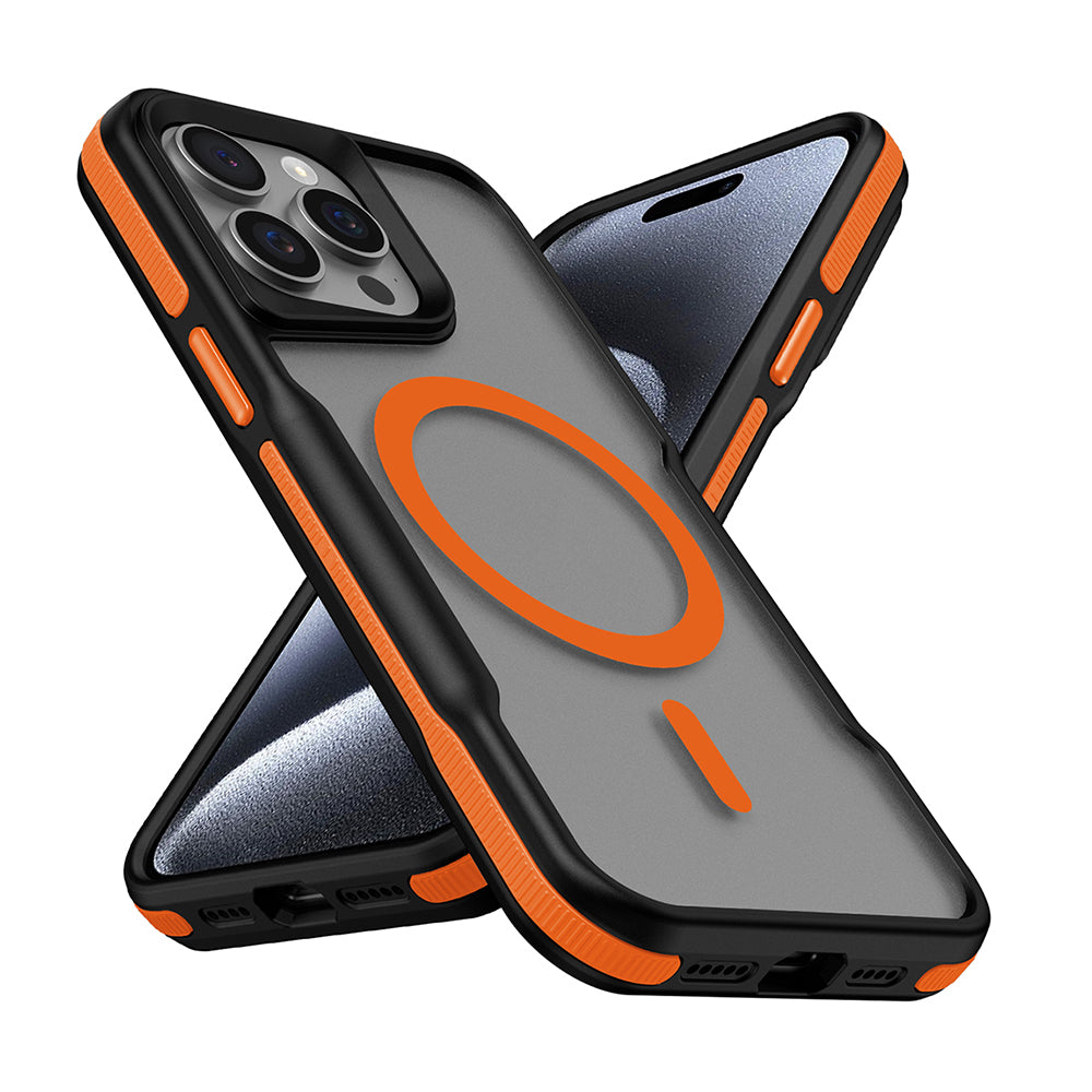 Apple iPhone 15 Pro Kılıf M-safe Şarj Özellikli Renkli Kenar Airbag Şeritli Zore Lamer Kapak