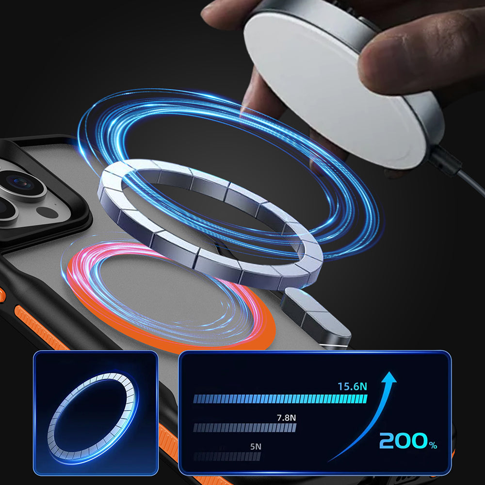 Apple iPhone 15 Pro Max Kılıf M-safe Şarj Özellikli Renkli Kenar Airbag Şeritli Zore Lamer Kapak