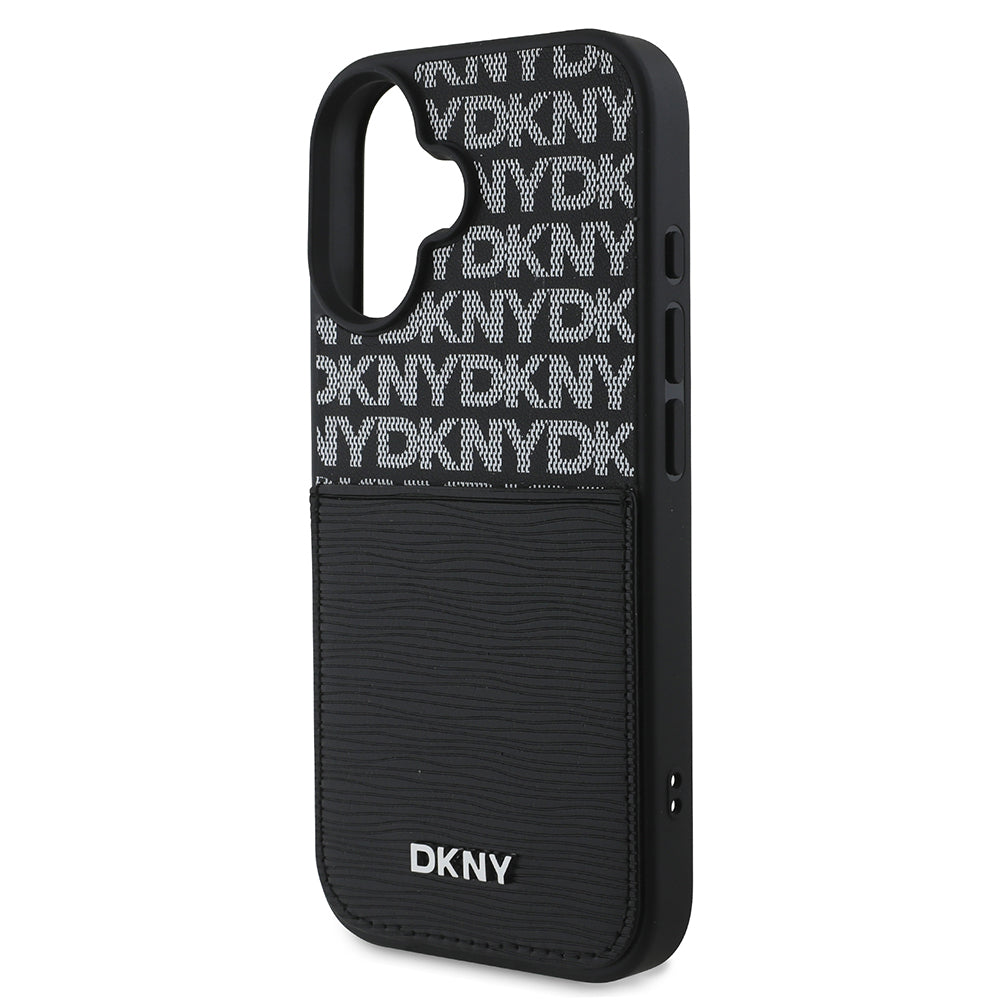 Apple iPhone 16 Kılıf DKNY Orjinal Lisanslı Kartlıklı 3D Yazılı Repeat Texture Pattern Kapak