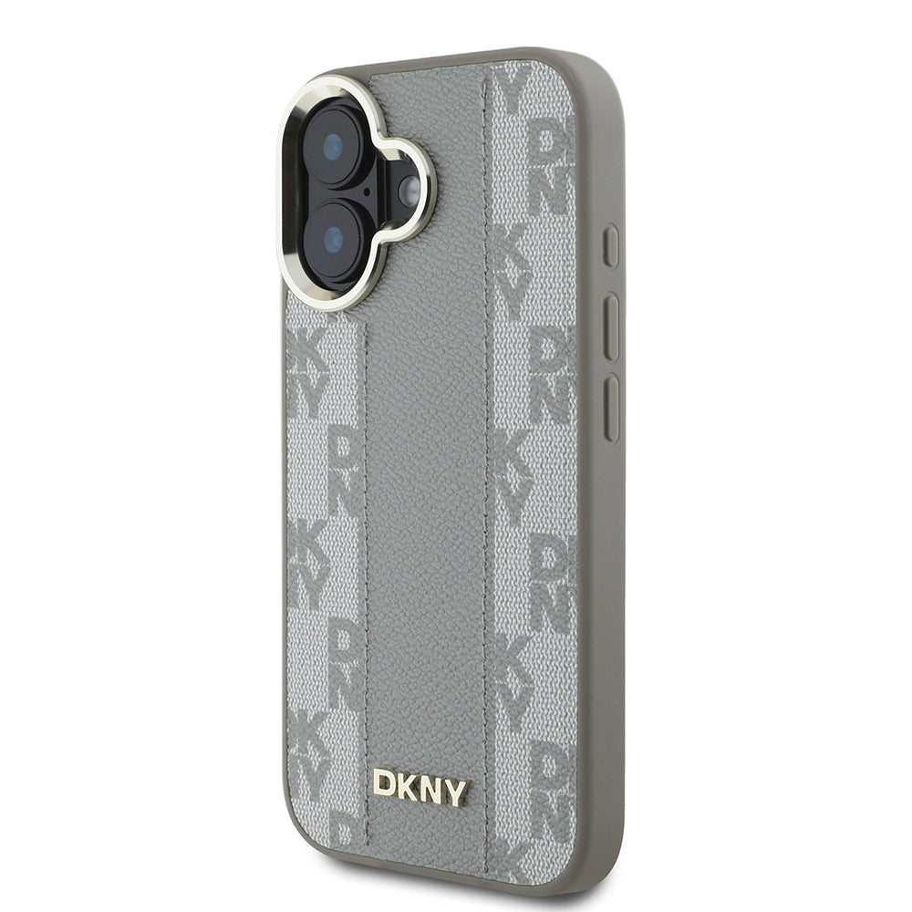 Apple iPhone 16 Kılıf DKNY Orjinal Lisanslı M-safe Şarj Özellikli 3D Yazılı Checkered Pattern Kapak