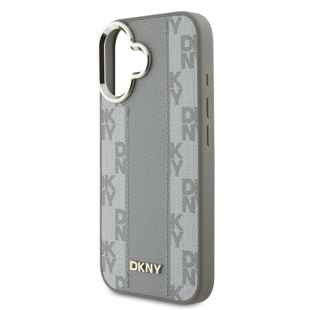 Apple iPhone 16 Kılıf DKNY Orjinal Lisanslı M-safe Şarj Özellikli 3D Yazılı Checkered Pattern Kapak