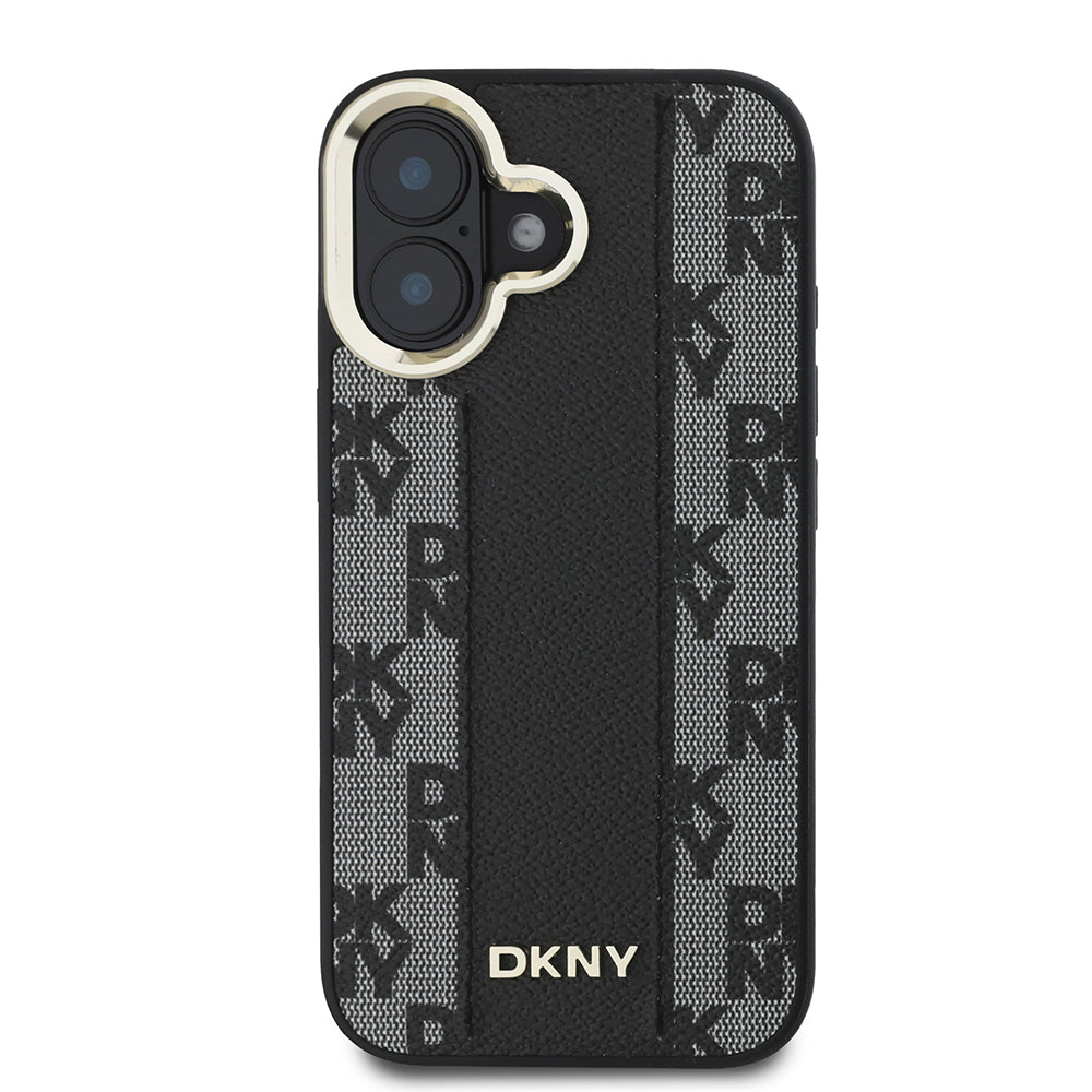 Apple iPhone 16 Kılıf DKNY Orjinal Lisanslı M-safe Şarj Özellikli 3D Yazılı Checkered Pattern Kapak