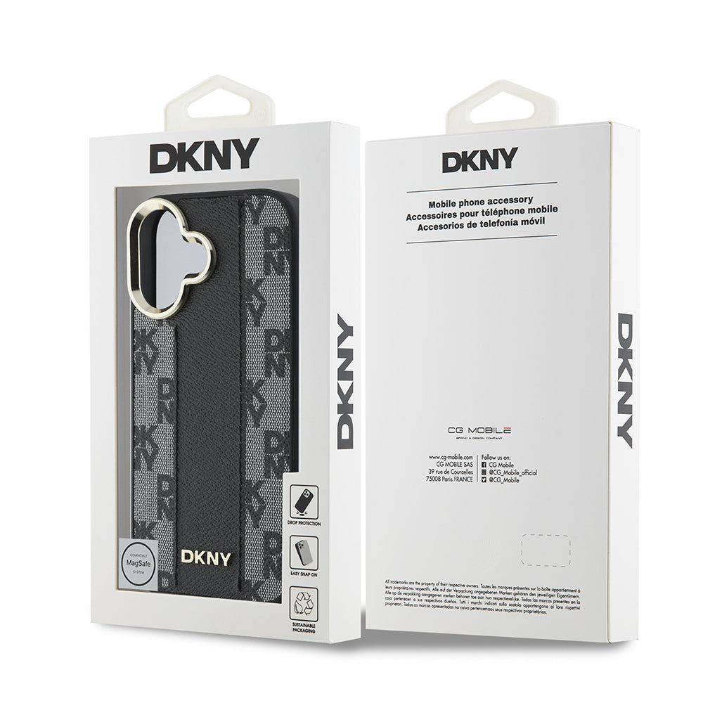 Apple iPhone 16 Kılıf DKNY Orjinal Lisanslı M-safe Şarj Özellikli 3D Yazılı Checkered Pattern Kapak