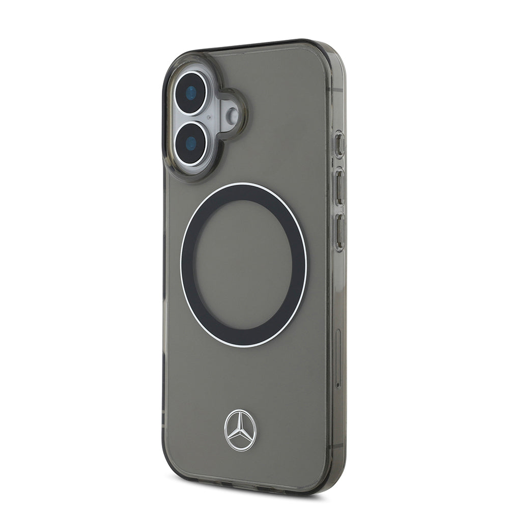 Apple iPhone 16 Kılıf Mercedes Benz Orjinal Lisanslı M-safe Şarj Özellikli Saydam Yüzey Silver Ring Kapak