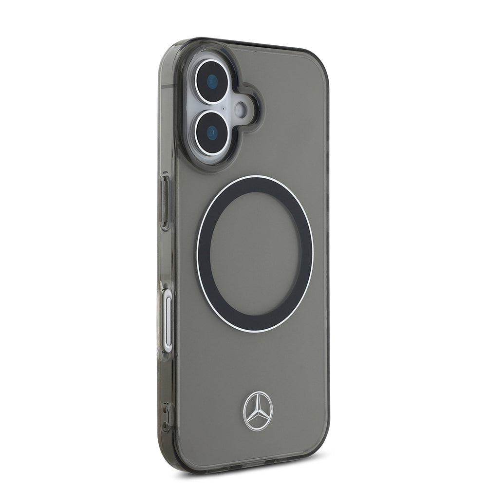 Apple iPhone 16 Kılıf Mercedes Benz Orjinal Lisanslı M-safe Şarj Özellikli Saydam Yüzey Silver Ring Kapak