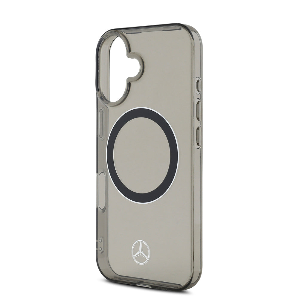 Apple iPhone 16 Kılıf Mercedes Benz Orjinal Lisanslı M-safe Şarj Özellikli Saydam Yüzey Silver Ring Kapak