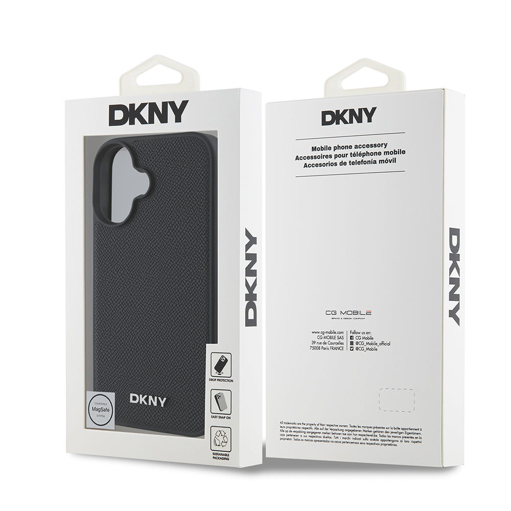 Apple iPhone 16 Plus Kılıf DKNY Orjinal Lisanslı M-safe Şarj Özellikli Metal Logolu PU Deri Grained Kapak