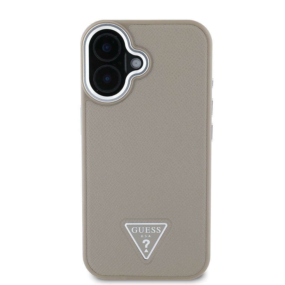 Apple iPhone 16 Plus Kılıf Guess Orjinal Lisanslı M-safe Şarj Özellikli Grained Triangle Kapak