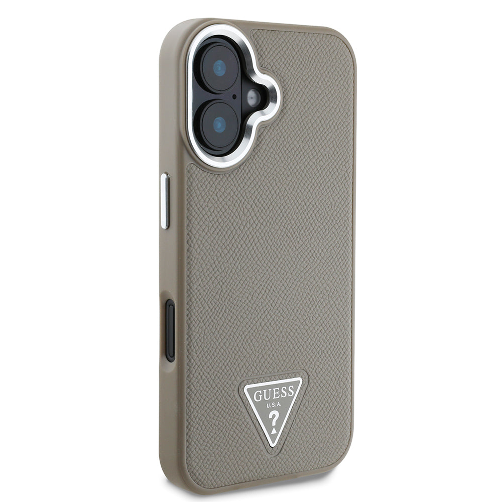 Apple iPhone 16 Plus Kılıf Guess Orjinal Lisanslı M-safe Şarj Özellikli Grained Triangle Kapak