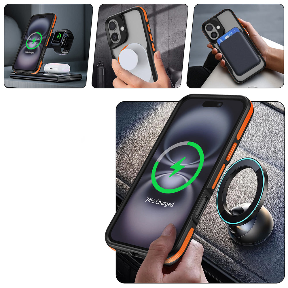 Apple iPhone 16 Plus Kılıf M-safe Şarj Özellikli Renkli Kenar Airbag Şeritli Zore Lamer Kapak