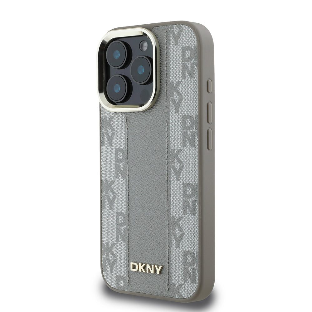 Apple iPhone 16 Pro Kılıf DKNY Orjinal Lisanslı M-safe Şarj Özellikli 3D Yazılı Checkered Pattern Kapak
